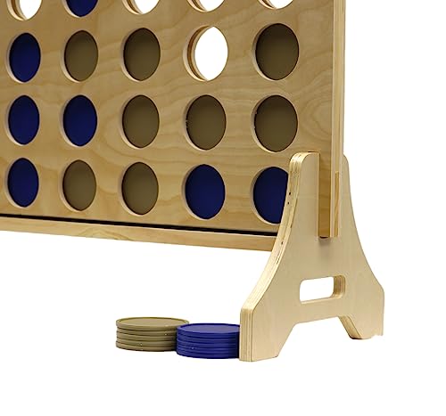 Tailgating Pros Premium Giant Four in a Row with Carrying Case - Jumbo Oversized Outdoor Yard Game - Connect Multiple Pucks in a Row to Win - Many Puck Colors Available! - color: Blue / Gold