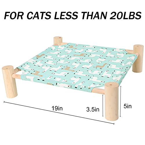 Patas Lague Cat and Dog Hammock Bed for Small Dogs, Brethable Wooden Cat Pet Rabbit Elevated Cooling Outdoor Bed Cots Furniture for Summer Alpaca - color: Alpaca