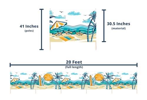 Premium 20 ft Beach Windscreen, Privacy Screen, Wind Blocker Free Rubber Mallet and Carry Bag Included (Beach Scape) - color: Beach Scape