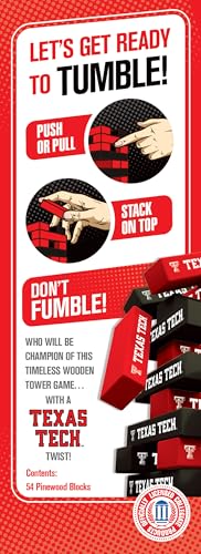 MasterPieces Tumble Tower - NCAA Texas Tech Red Raiders, Officially Licensed Wood Blocks - style: Texas Tech Red Raiders