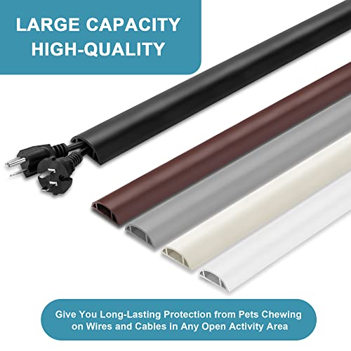 Cord Hider Floor, 3FT, Brown Cord Cover Floor, Cord Protector Floor Extension Cable Cover, Soft PVC Wire Covers - Cable Management Hide Cords on Floor - Cord Cavity: 0.7" (W) x 0.4"(H) - color: Brown, size: Large-3ft