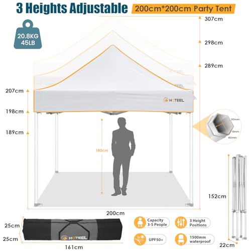 Hoteel 6.6 x 6.6 Pop up Canopy,Easy Up Heavy Duty Canopy with 4 Sidewalls,Upgrade Hexagonal Tube UPF50+ 1500mm Waterproof,Outdoor Canopy Tent with Carry Bag for Commercial Events,Beach,Camping,White - color: White, size: 6.6x6.6FT (+4 Walls)