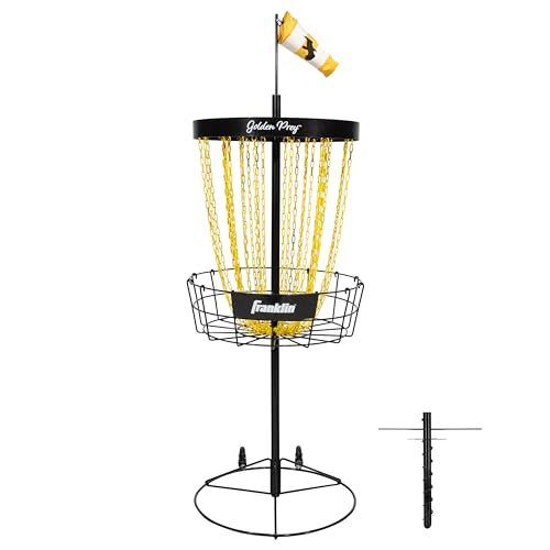 Franklin Sports Disc Golf Baskets - Portable Disc Golf Target with Chains Included - Disc Golf Basket Stand Equipment for Hole + Course Creation - style: Championship Steel Chain