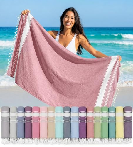 LANE LINEN Beach Towels for Women, Large Beach Towels Oversized, Pre-Washed, No-Shrink Sand Free, Quick Dry, Lightweight Travel Towel,Soft Beach Bath Towel, 39"x71" - Cashmere Rose - color: 26: Cashmere Rose, size: Pack of 1