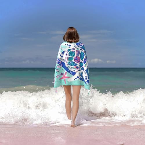 Cute Sea Turtle Beach Towel for Men/Adults, Personalized Microfiber Beach Towels Bulk, Quick Dry Beach Towel for Pool, Lightweight Bath Towels Oversized Clearance 30"x 60" - color: Turtle2, size: 30"x 60"