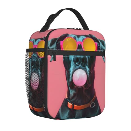 Reusable Dog Lunch Box for Kids Girls Boys Women Adult, Insulated Cool Great Dane Lunch Bag,Polyester Cooler Handbags Case for School Picnic Work Travel Outdoor Beach or Hiking (Pink) - color: Great Dane 02
