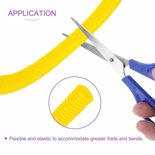 DMiotech 10ft Wire Loom Split Tubing 1 1/4 Inch(31.8mm) ID, Cord Protectors from Pet Flexible Conduit Cable Management for Office Home Garden, Yellow - color: Yellow, size: 1 1/4"-10ft
