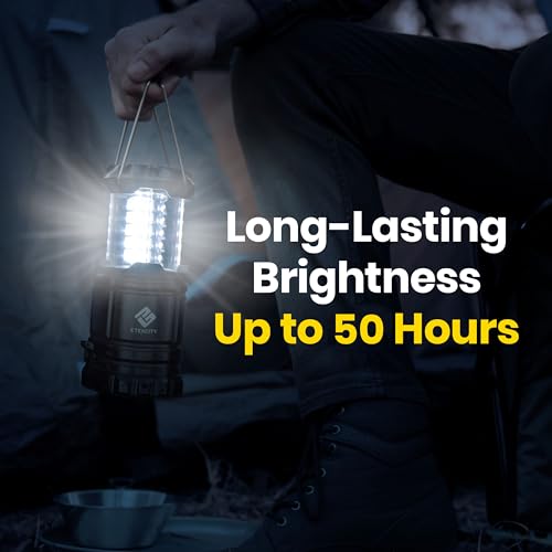 Etekcity Camping Lanterns for Power Outages 4 Pack, Flashlight for Camping Essentials, Survival Kit and Gear, Hurricane Preparedness Items, Emergency Led Battery Operated Lights, Black - size: 4 Pack