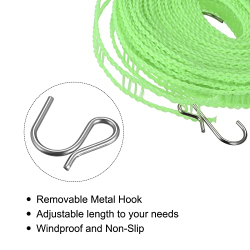 uxcell Portable Clothesline, 16.4ft Nylon Windproof Non-Slip Washing Line Rope for Courtyard Outdoor Travel Camping Laundry Drying, Green - color: Green, size: 16.4ft