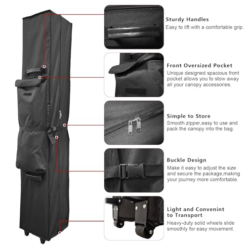 Heavy Duty Wheeled Carry Bag for 10x10 Canopy Tent, Universal Canopy Roller Bag with 4 Handles,600D Waterproof Oxford Fabric Tent Bag Replacement for Camping Tailgating(62"x10.2"x10.2") - size: Bag Unfold Size-62" x 10.2" x 10.2"