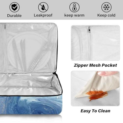 Casserole Carriers for Hot or Cold Food Reusable Casserole Dish Carrier Insulated Thermal Large Capacity Durable Perfect for Party Camping Family Gatherings Yellow Fish - color: Blue Swirling Fluid