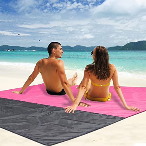 Beach Blanket Large Fast Drying Durable Lightweight Compact Outdoor Mat 79"x 55" - Sandproof Waterproof Picnic Mat for Travel, Camping, Hiking (Pink) - color: Pink