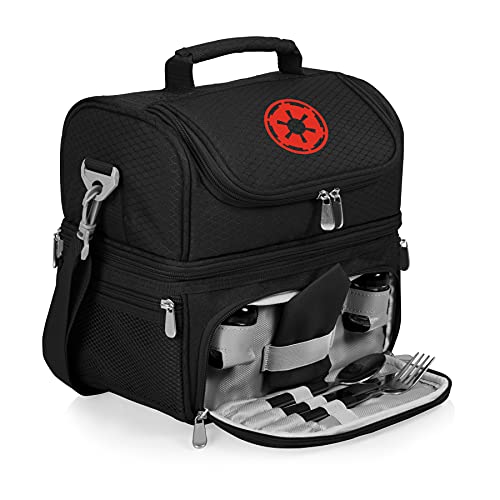 PICNIC TIME Star Wars Darth Vader Pranzo Insulated Lunch Box, Soft Sided Cooler Bag with Utensil Set, Dual Compartment Lunch Tote, (Black) - color: Star Wars Darth Vader - Black