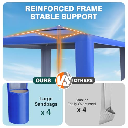 Rhino Valley Beach Cabana, 8 * 8FT Beach Tent UPF50+ Protection, Easy Setup Beach Canopy Wind Resistant with Cup Holder, Compact Beach Shade Foldable Beach Tent Sun Shelter,Dark Blue - color: Dark Blue