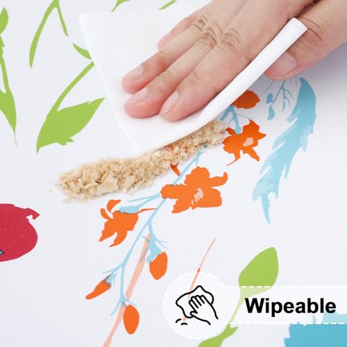 misaya Rectangle Vinyl Tablecloth, Fitted Table Cover, 100% Waterproof, Elastic Edge, Flannel Backing, Plastic Table Cloth Fit Foot Folding Tables for Picnic, Camping, Outdoor (Flowers, 36x96 inch) - color: Off White, size: 96" x 36" (Rectangular)