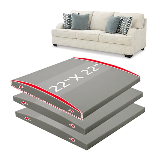 Couch Cushion Support High Density Foam 22X22X2.4 Inches Sofa Couch Supports for Sagging Cushions Light Grey 3Pc with Anti Slip Mesh Fabric - size: Larger| 22x22 3P