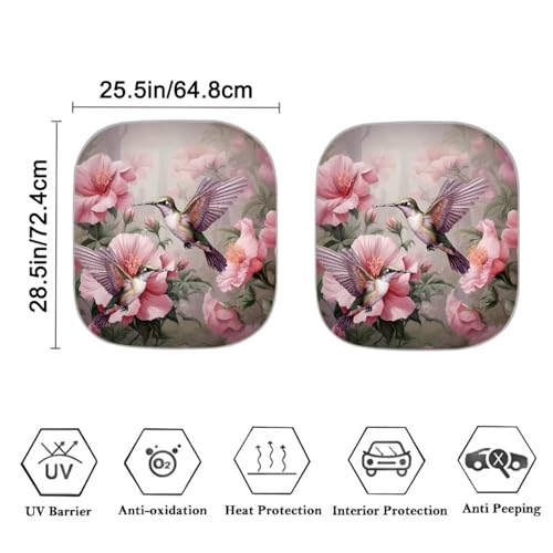 Classic Hummingbird 2 Piece Peotector Shade Windshield Sun Shade for Women Titanium Silver Fabric Material Outdoor Protective Sun Blocker Protect Your Car Block The Sunlight - color: Classic Hummingbird