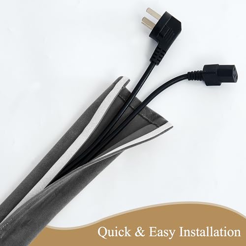 StangH Electirc Wire Protector Sleeve Organizer - Lamp Cord Cover Light Fixtures Velvet Fabric with Sticky Tape Wire Organizer Flexible Cord Concealer Wrap for PC Office/Computer 72 Inch 1 Pc -Grey - color: Grey, size: 72"L x 4.5"W-1PACK