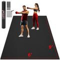 GymCope Extra Large Exercise Mat, 10'x6'/9'x6'/8'x6'/7'x5'/6'x4'(8mm) Thick Workout Mat for Home Gym & Garage Flooring, Shoe-Friendly, High-Density, MMA, HIIT, Weight Lifting, Cardio&Strength - color: 9'x6'x8mm-Black