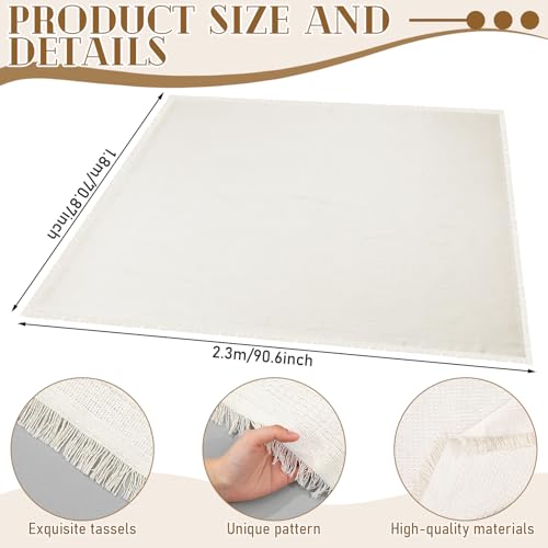 Giant Beach Blanket with Fringe 91 x 71 Inch Waffle Woven Cotton Oversize Yarn Outdoor Picnic Blanket Bohemia Sandproof Beach Towel for Spring Summer Camping Accessories(Milky White)