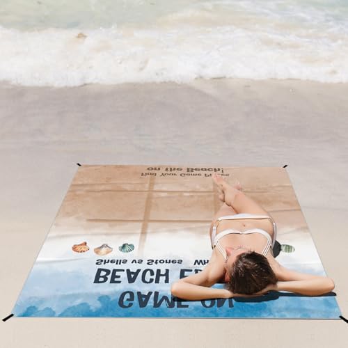 Funny Beach Game Pocket Picnic Blankets, Seashell Coastal Outdoor Beach Camping Blanket Waterproof Sandproof Gifts for Kids Boys, Sea Mini RV Picnic Mat for Camper Campsite Travel 55x60in - color: Game