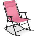 Best Choice Products Outdoor Zero Gravity Rocking Chair, Folding Reclining Patio Lounge Chair with Adjustable Pillow for Lawn, Beach, Camping - Pink - color: Pink