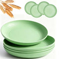 Wheat Straw 7.9 Inch Plates Unbreakable Set of 4, BPA Free Dinner Plates Dishwasher Safe, Lightweight Reusable Plates for Camping Kitchen - color: Light Green