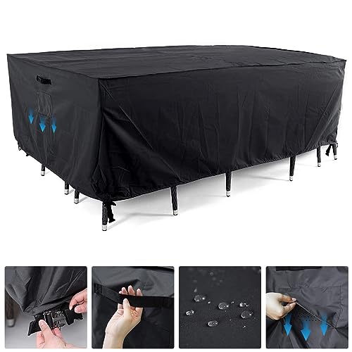 Tempera Outdoor Dining Set Cover for Outside Table and Chairs, Rectangle Patio Table Covers for Outdoor Furniture, Anti-Fading, Water Resistant, 108'' x 82'' x 27.8'', Space Grey - color: Grey, size: L108*W82*H27.8