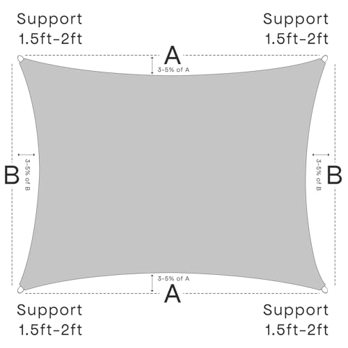 Sun Shade Sail Canopy, 16' x 20' Rectangle 95% UV Block Shade Cover for Outdoor, Backyard Patio, Lawn, Garden, Sandbox Carpor Light Gray - color: Light Gray, size: 16' x 20'