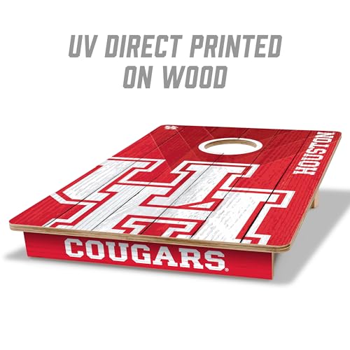 YouTheFan NCAA 2’ x 3’ Wood Cornhole Game with Logo Bags - color: Houston Cougars, size: 2' X 3'