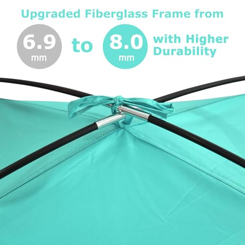 COMMOUDS Beach Tent Sun Shade for 3/4/6/8 Person, UPF 50+ Beach Sun Shelter Canopy Tent, Lightweight, Easy Set Up and Carry - color: Turquoise with Dark Shelter, size: 3 Person