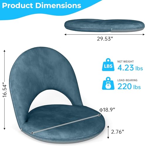 2Pcs Floor Chair, 5-Position Foldable Floor Chair for Kids with Adjustable Back, Soft Sponge & Velvetean Cover, for Adults and Kids, Indoor Outdoor Use, Meditation, Gaming, Camping(Blue) - color: Blue