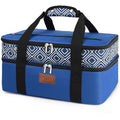 Genteen Insulated Casserole Carrier,Expandable Double Insulated Food Carrier for Hot and Cold Food, Fits 9x13 Casserole Dish,Lasagna Holder Tote for Parties Potluck Picnic (Blue)