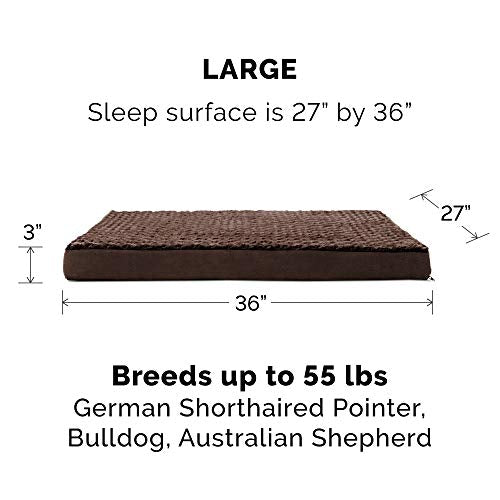 FurHaven Supportive Cooling Memory Foam Classic Mattress Dog Bed with Washable & Removable Cover - Plush Faux Fur/Suede Mattress - Chocolate, Dogs Up to 55 lbs - Large - color: Ultra Plush Curly Faux Fur (Chocolate), size: Large