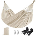 SONGMICS Double Hammock, 98.4 x 59.1 Inches, 660 lb Load Capacity, with Compression Bag, Mounting Straps, Carabiners, for Terrace, Balcony, Garden, Outdoor, Camping, Beige UGDC15M - color: Beige
