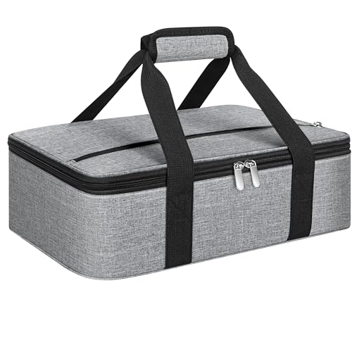 Insulated Casserole Carrier, Portable Casserole Carrier for Hot or Cold Food Lunch Tote Warmer or Cooler Bag, Lasagna Lunch Bag for Potluck Parties- Fits 9" x 13" Baking Dish-Light Gray - color: Light Gray, size: 16x10x4 in