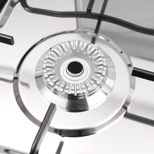 5 Burner Gas Stove with Wind Shield Portable 2.5KW Natural Gas Stove with 2 Storage Shelves for RV Apartment Outdoor Cooking - style: 5 Burner-White