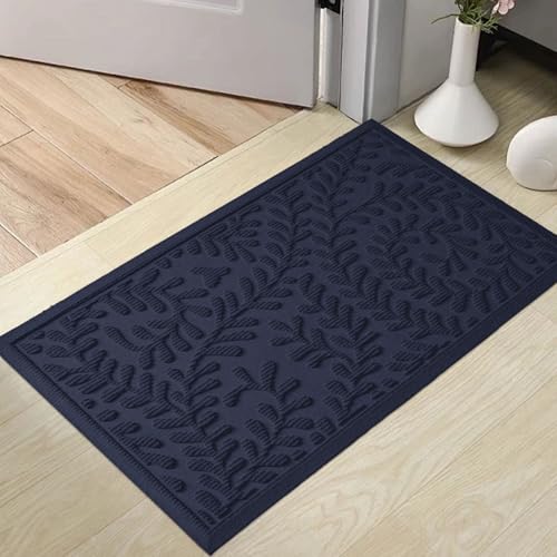 HIYARD Front Door Mat, Absorbent Dirt Trapping Welcome Door Mat Indoor Outdoor, Non Slip Entry Mat, Indoor Outdoor Door Mats, Fade Resistant, Low Profile Doormat for Entryway, 29×17, Blue - color: Blue, size: 1'5" x 2'5" (Rectangular)