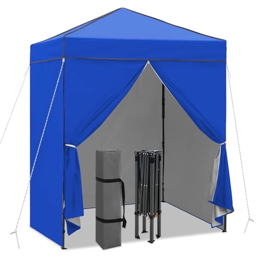 6x4 Pop Up Canopy Tent with Four Wall Panels, Instant Portable Beach Canopy, Outdoor Tent with Carry Bag for Camping, Sports, Tailgating, Events, Blue - color: Blue, size: With Four Walls