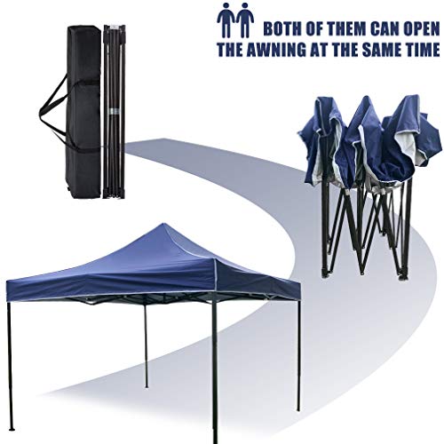 FDW Canopy Tent, Commercial Instant 10x10 Heavy Duty Canopy, 300D Waterproof Adjustable Canopy with Wheeled Carry Bag, 4 Sandbags and 4 Stakes - color: Blue