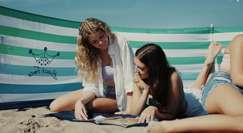 Premium 20 ft Beach Windscreen, Privacy Screen, Wind Blocker - Emerald Blue, Free Rubber Mallet and Carry Bag Included - color: Emerald Blue