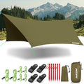 JAICOM Waterproof Hammock Rain Fly, Portable Camping Tarp - 12ft x 9.5ft Large Camp Tarp with Tent Stakes & Trap Clip & Guy Lines, Ultralight Shelter for Backpacking, Outdoor Shade - color: Army Green