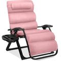 Best Choice Products Oversized Zero Gravity Chair, Folding Outdoor Patio Recliner, XL Anti Gravity Lounger w/Removable Cushion, Cup Holder, Side Tray, 350lb Capacity - Pink - color: Pink