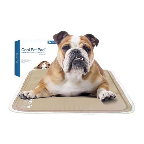 The Green Pet Shop Cool Pet Pad - Medium, Latte- Self-Cooling, Pressure Activated Mat for Dogs & Cats from 21-45 lbs - Non-Toxic Gel, No Water Needed - color: Latte, size: Medium