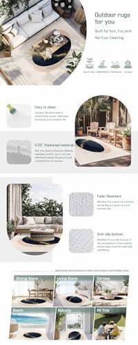 Outdoor Rug 4x6ft, Abstract Navy Blue Geometric Pattern Indoor Area Rug for Patio Backyard Deck Large Floor Mat, Modern Boho Nordic Style Non-Slip Outside Carpet Balcony Porch Camping Rugs Picnic Mat - size: 4' x 6' (Rectangular)