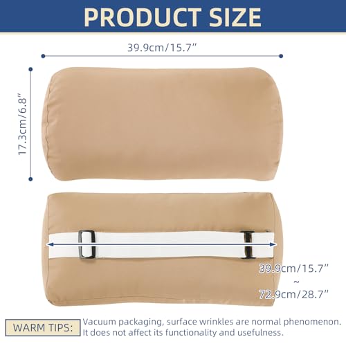 Headrest Pillow for Patio Chaise Lounge, 2 Packs Head Pillow with Elastic Band for Zero Gravity Lounge Chair, Head Neck Rest Pillow Lumbar Pillow, Beige - color: Beige