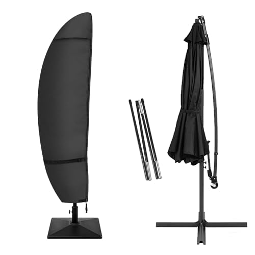 Porch Shield Patio Umbrella Cover - Outdoor Waterproof Garden Offset Banana Parasol Cover Fits Cantilever Offset Umbrella 7.5-11.5 Feet, Black - color: Black, size: Fits Offset Umbrella 7.5 - 11.5 Feet DIA