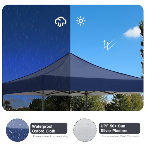 10x10 Pop up Canopy Tent with Sidewalls,Heavy Duty Waterproof Sun Shade Canopy Easy up Canopy with Wheel Bag Commercial Gazebo Tent for Outdoors Parties Vendors Camping Beach (Navy Blue) - color: Navy Blue