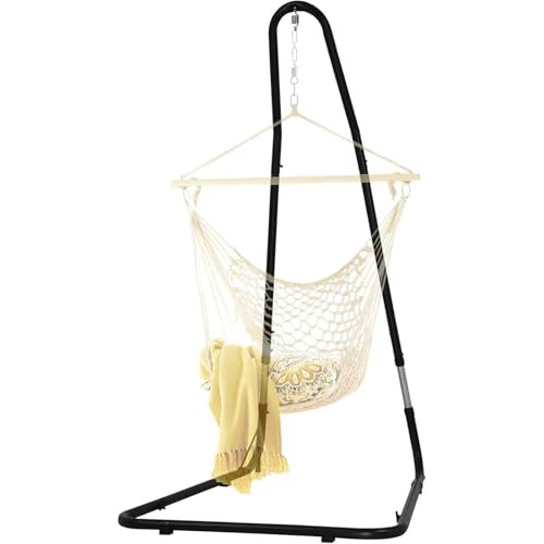 Hammock Stand Only- Heavy Duty, Black, 330 lbs Max Weight, Indoor/Outdoor, Easy Assembly, 1 Person, Metal