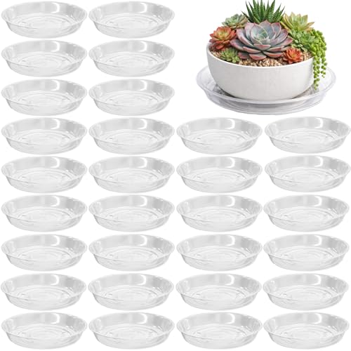 30 Packs 8" Clear Plant Saucers for Indoor Outdoor Use Heavy Duty Plastic Plant Trays for Planter Bulk Flower Pot Drip Trays to Catch Water, 4 to 20 Inch, Round Transparent - size: 8 inches